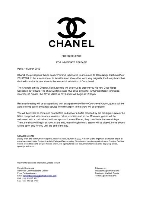 chanel press contact